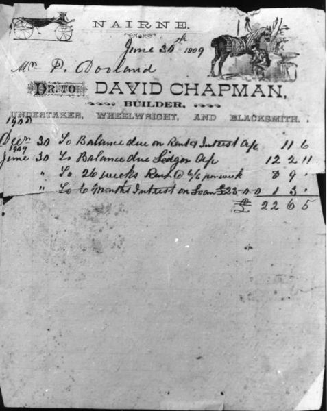 1909 David Chapman Account