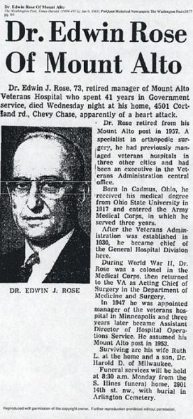 1961 Dr Edwin Jehu Rose obituary